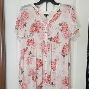 Torrid Floral Baby Doll High Low Blouse